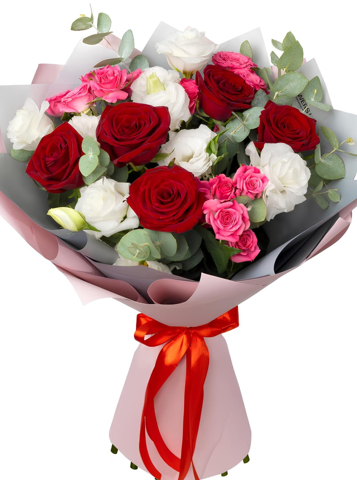 5 Kırmızı ve 6 Beyaz Gül 3 Pembe Çardak Gül Buketi